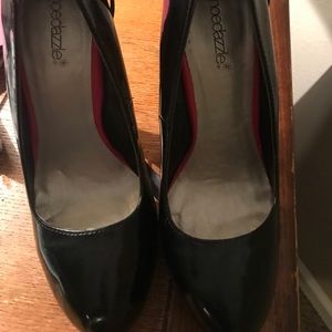 Black high heels laced up in back